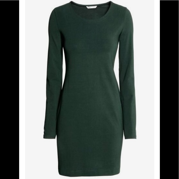 NWT H&M Dark Green Jersey Dress - Picture 1 of 5